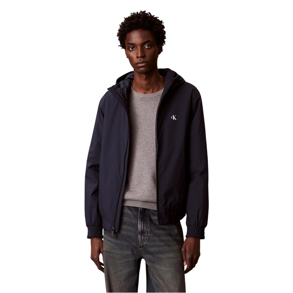 Calvin Klein Jeans Blaue Jacke aus recyceltem Polyester in voller Länge
