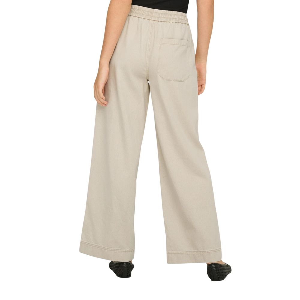 Only Cremefarbene Baumwollhose mit ausgestelltem Bein