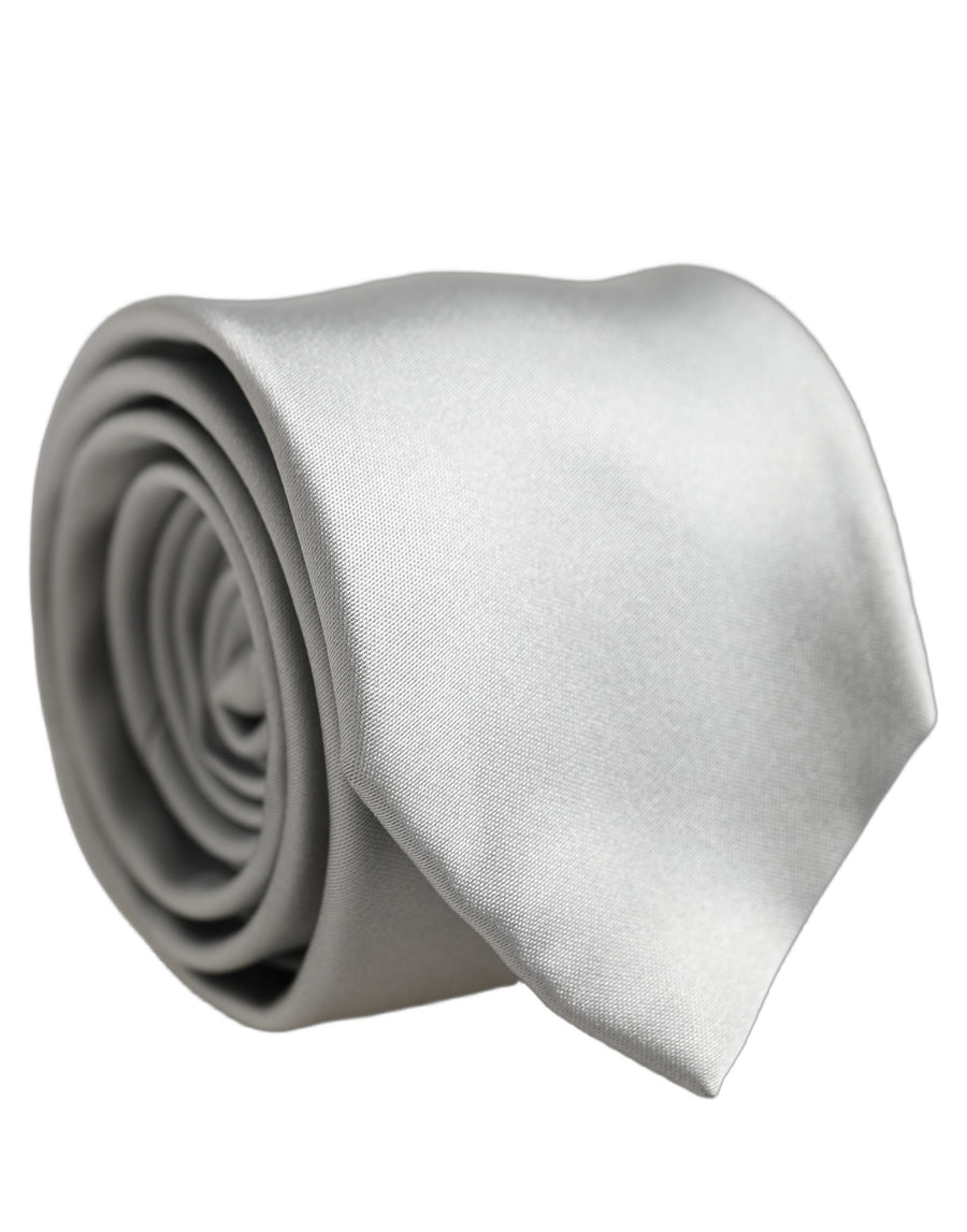 Dolce & Gabbana Grey Silk Tie 100% Silk, Adjustable, Self-Tie for Men