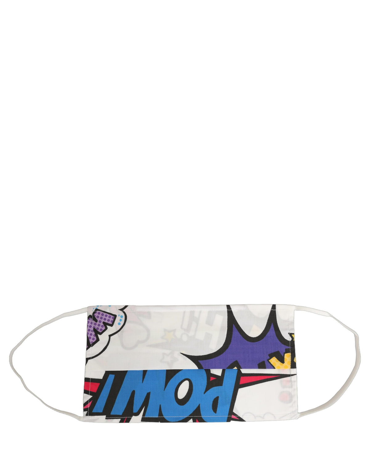 Dolce & Gabbana Weiße Gesichtsmaske mit Comic-Print und elastischen Ohrschlaufen