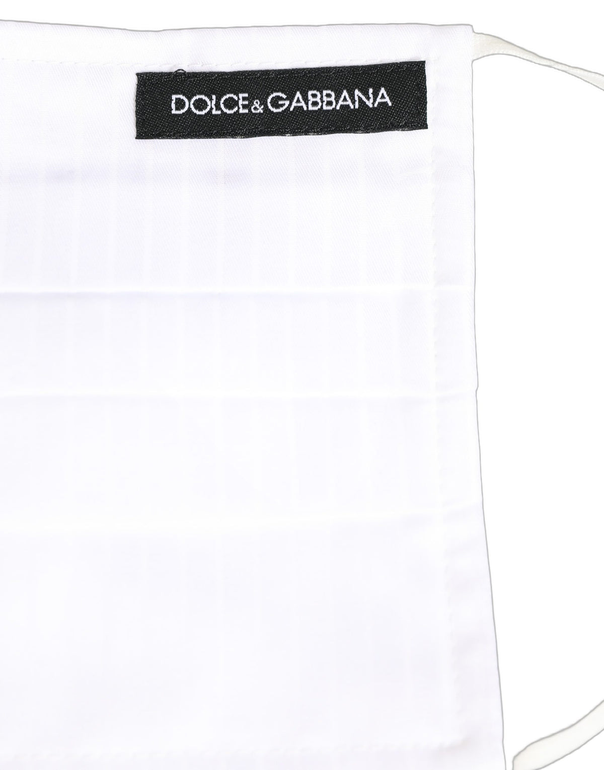 Dolce & Gabbana Weiße Gesichtsmaske aus 100 % Baumwolle mit Falten und elastischem Ohrbügel