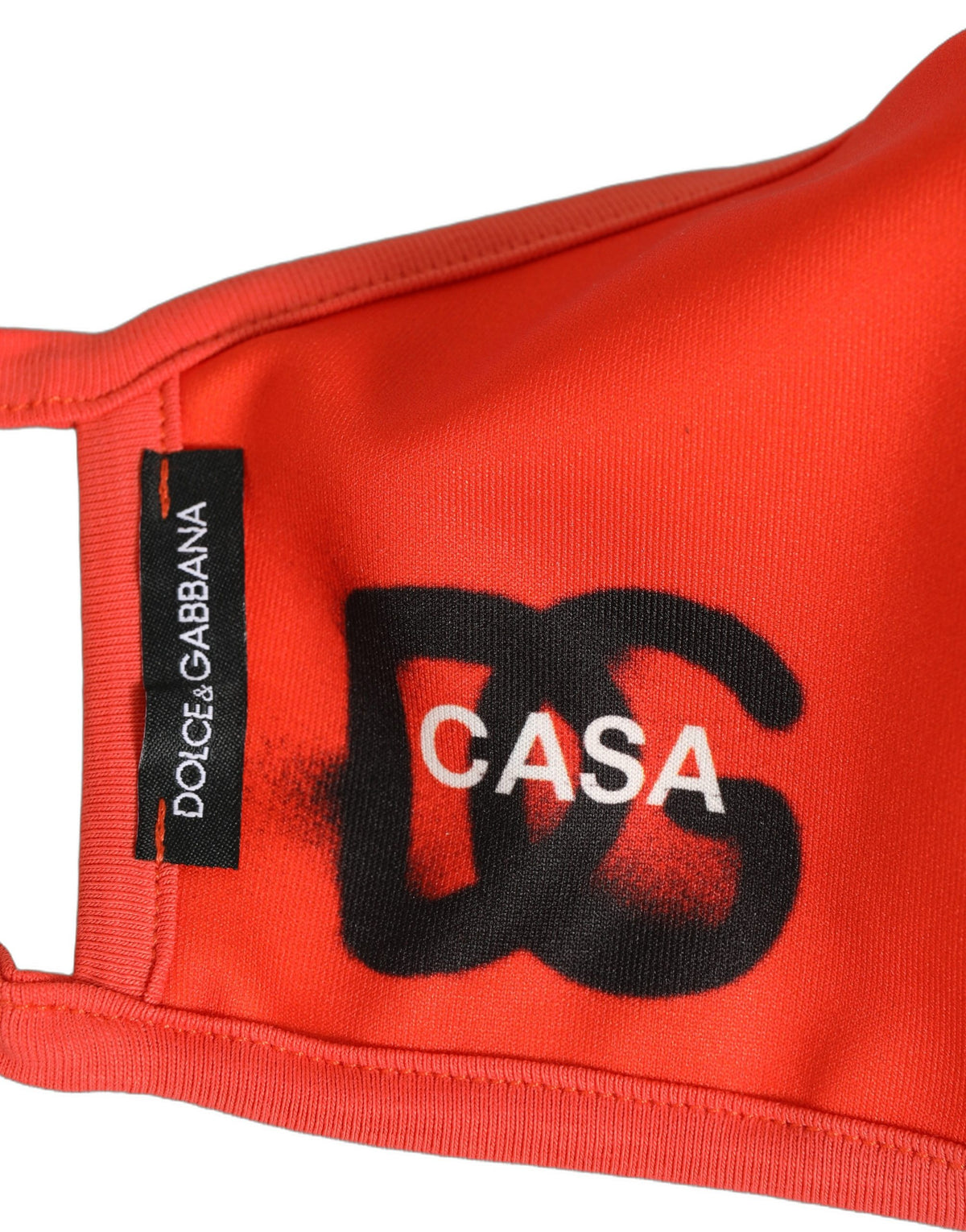Dolce & Gabbana Red Polyester Face Mask with Elastic Ear Band and DG CASA Logo