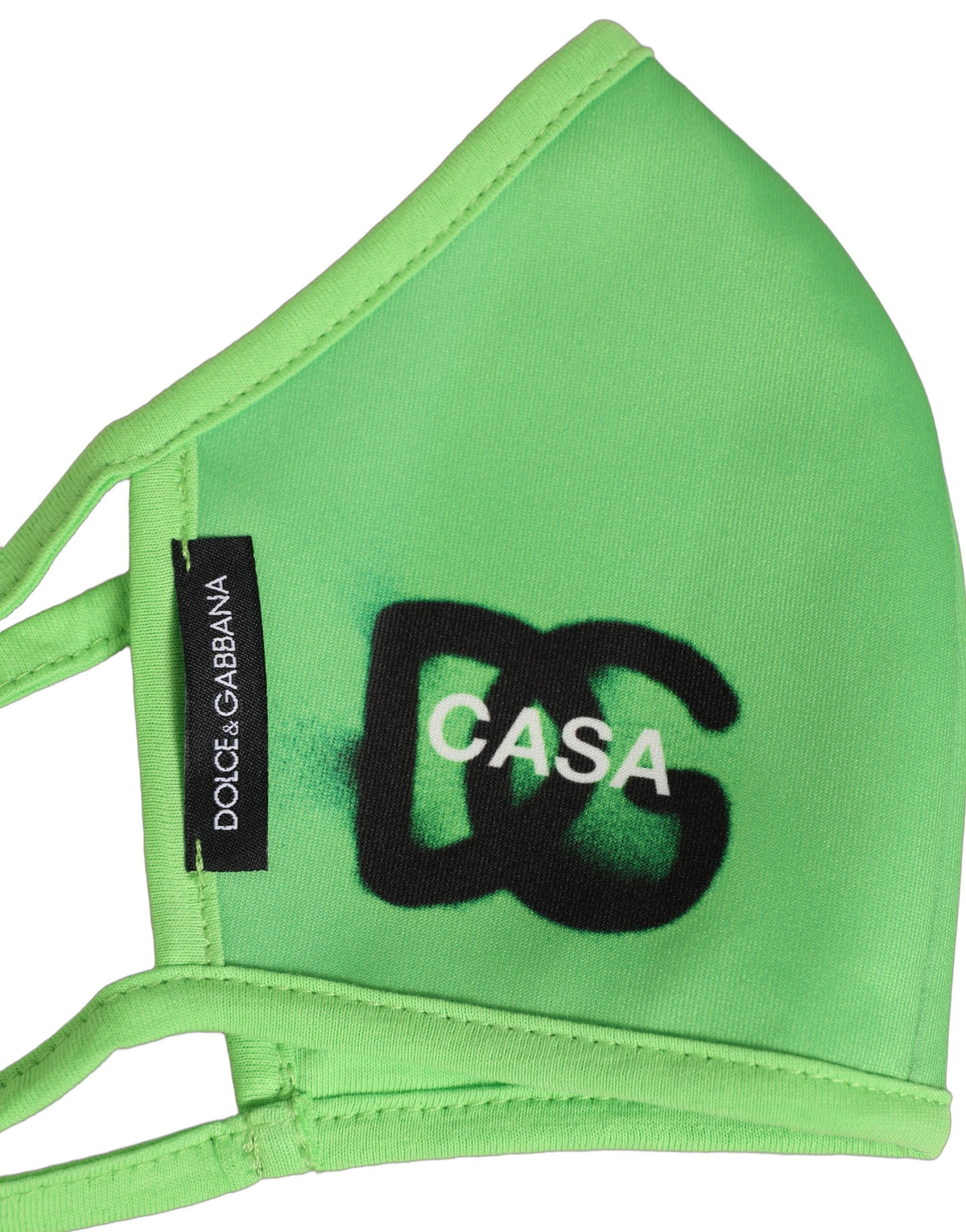 Dolce & Gabbana Grüne Polyester DG CASA Logo Gesichtsmaske mit elastischem Ohrband
