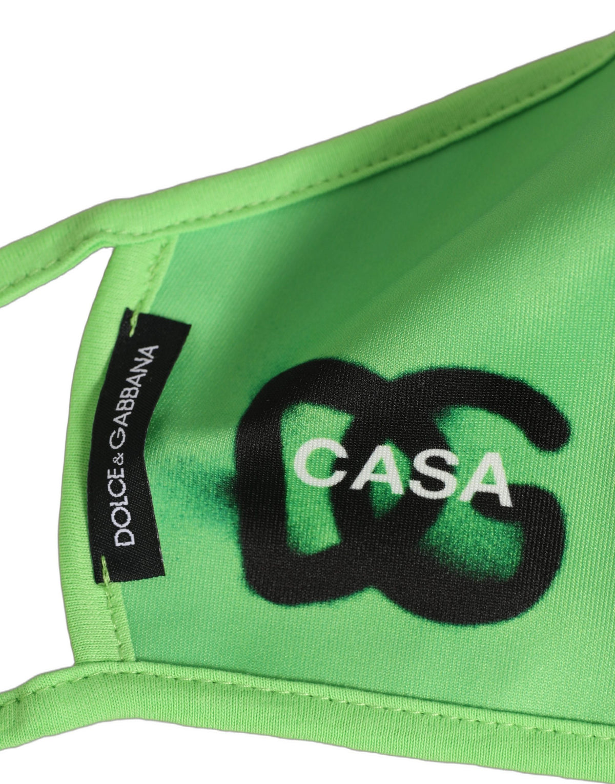 Dolce & Gabbana Grüne Polyester DG CASA Logo Gesichtsmaske mit elastischem Ohrband