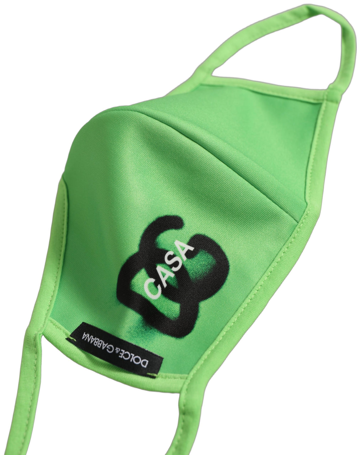 Dolce & Gabbana Grüne Polyester DG CASA Logo Gesichtsmaske mit elastischem Ohrband