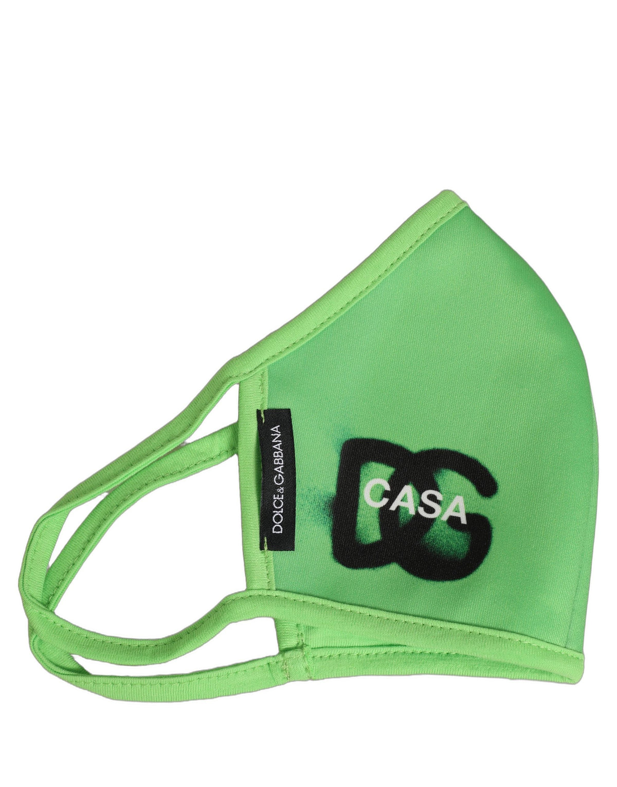 Dolce & Gabbana Grüne Polyester DG CASA Logo Gesichtsmaske mit elastischem Ohrband