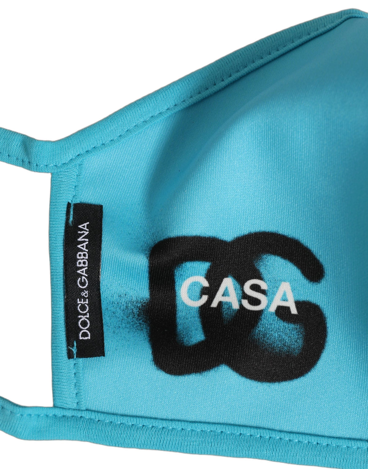 Dolce & Gabbana Blaue Gesichtsmaske aus Polyester mit DG CASA Logo und elastischem Ohrband