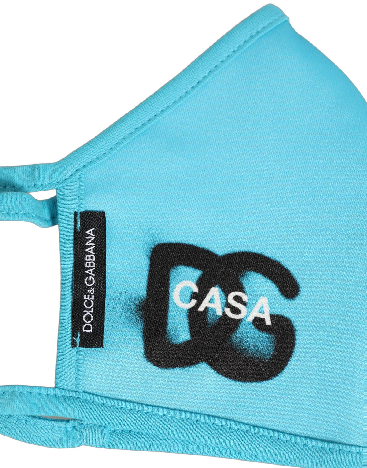 Dolce & Gabbana Blaue Gesichtsmaske aus Polyester mit DG CASA Logo und elastischem Ohrband