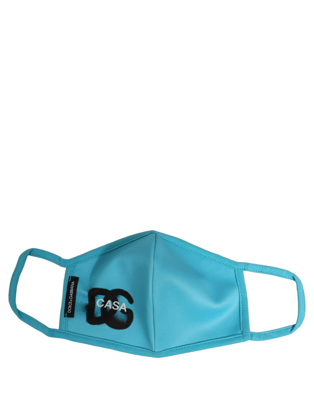 Dolce & Gabbana Blaue Gesichtsmaske aus Polyester mit DG CASA Logo und elastischem Ohrband