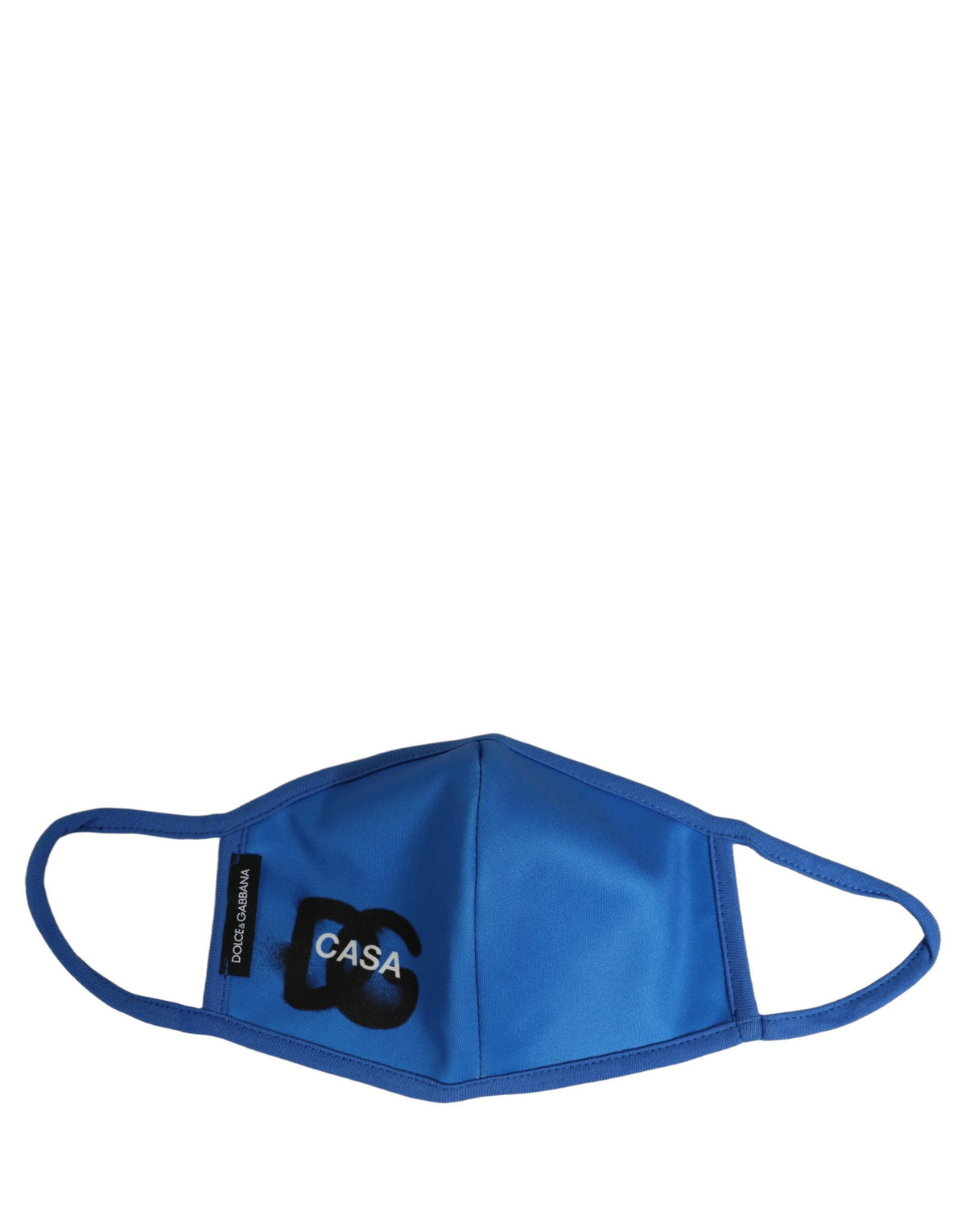 Dolce & Gabbana Blaue Gesichtsmaske aus Polyester mit DG CASA Logo und elastischem Ohrband