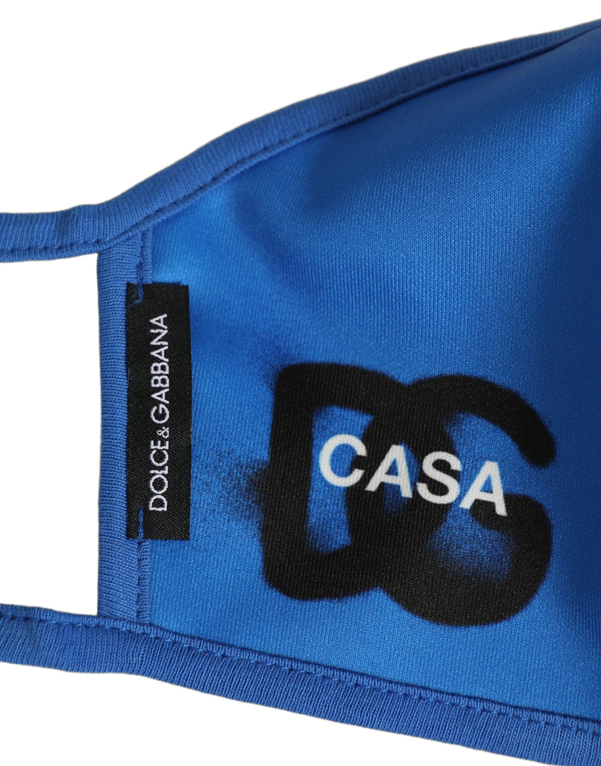 Dolce & Gabbana Blaue Gesichtsmaske aus Polyester mit DG CASA Logo und elastischem Ohrband