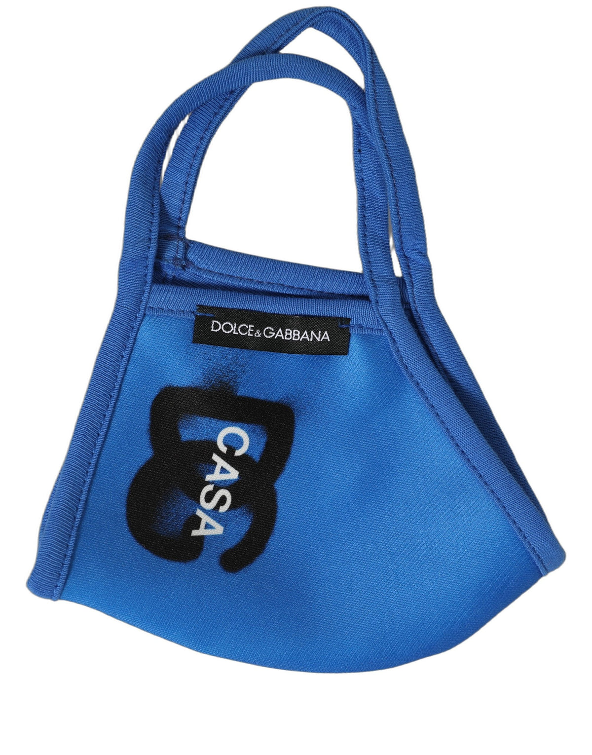 Dolce & Gabbana Blaue Gesichtsmaske aus Polyester mit DG CASA Logo und elastischem Ohrband