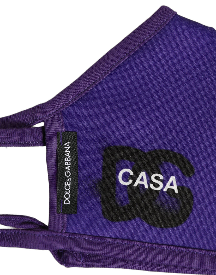 Dolce & Gabbana Lilac Polyester DG CASA Logo Elastic Ear Band Face Mask