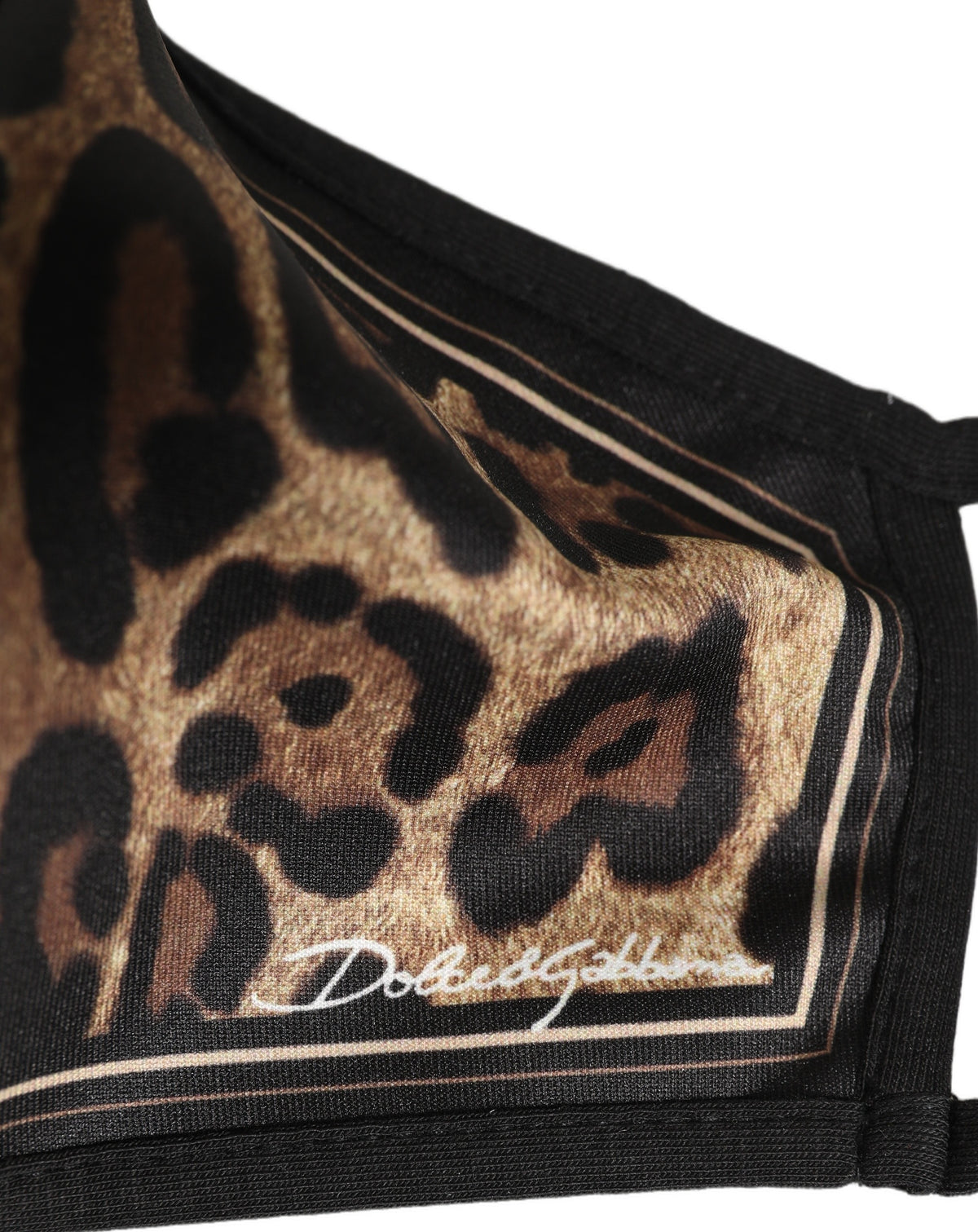 Dolce & Gabbana Braun-Schwarze Leo-Print Gesichtsmaske mit elastischem Ohrband