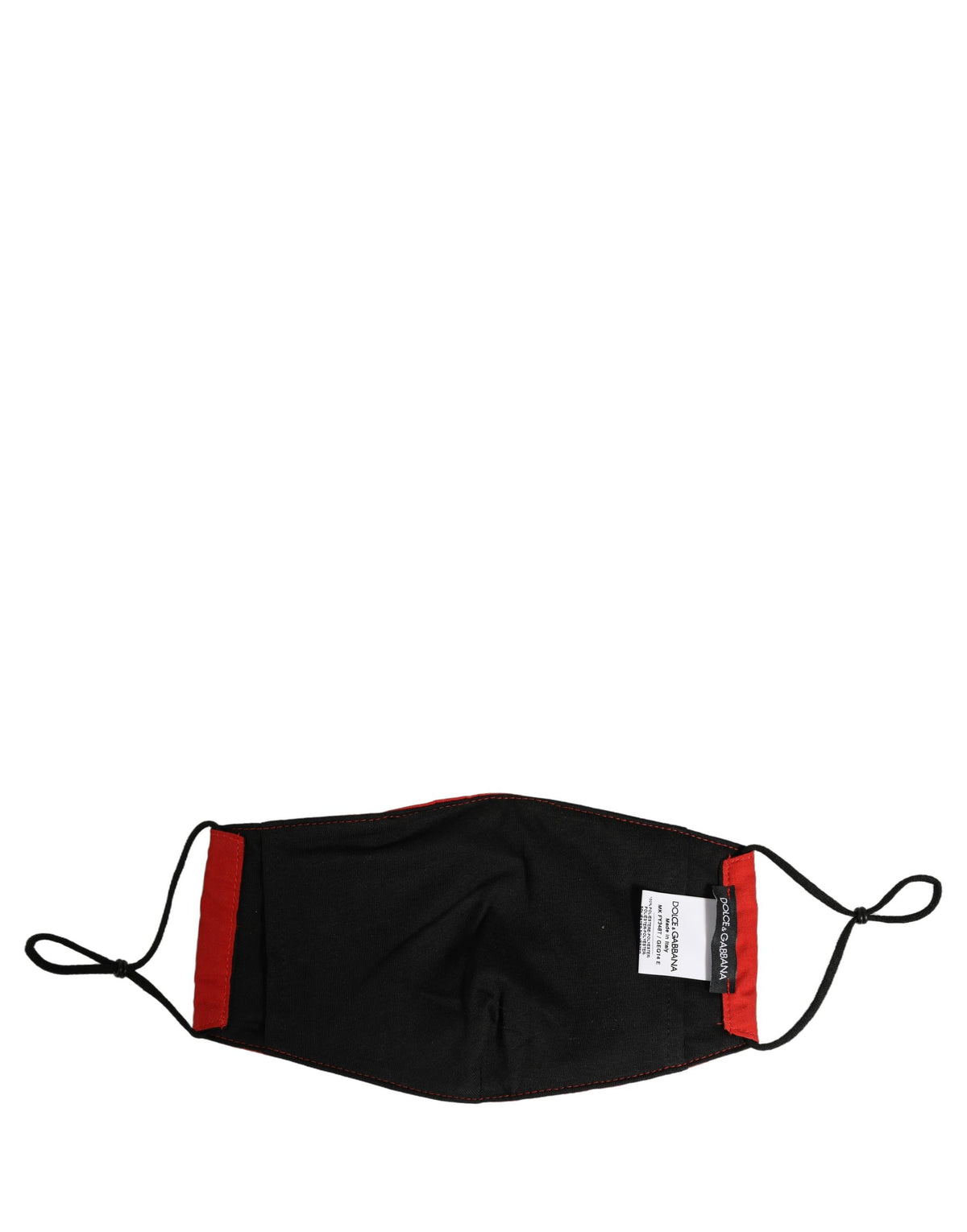 Dolce & Gabbana Herren schwarze Gesichtsmaske mit Carretto-Print und elastischen Ohrschlaufen