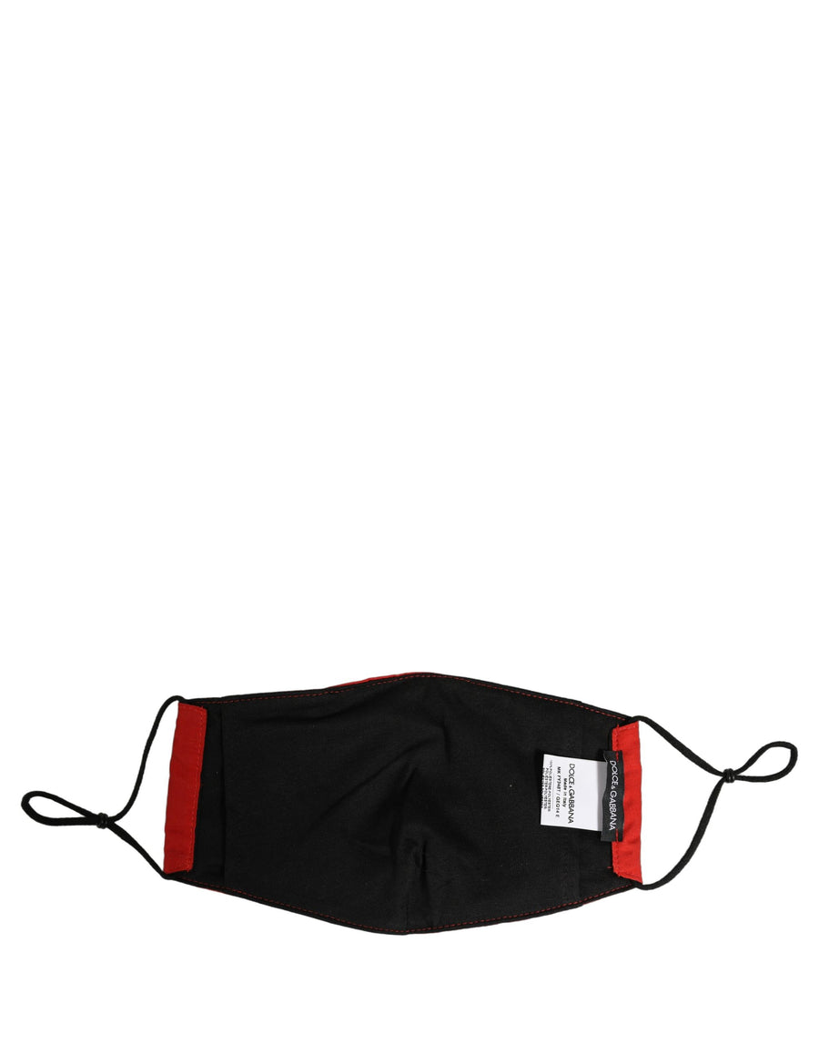 Dolce & Gabbana Men's Black Carretto-Print Face Mask with Elastic Ear Loops