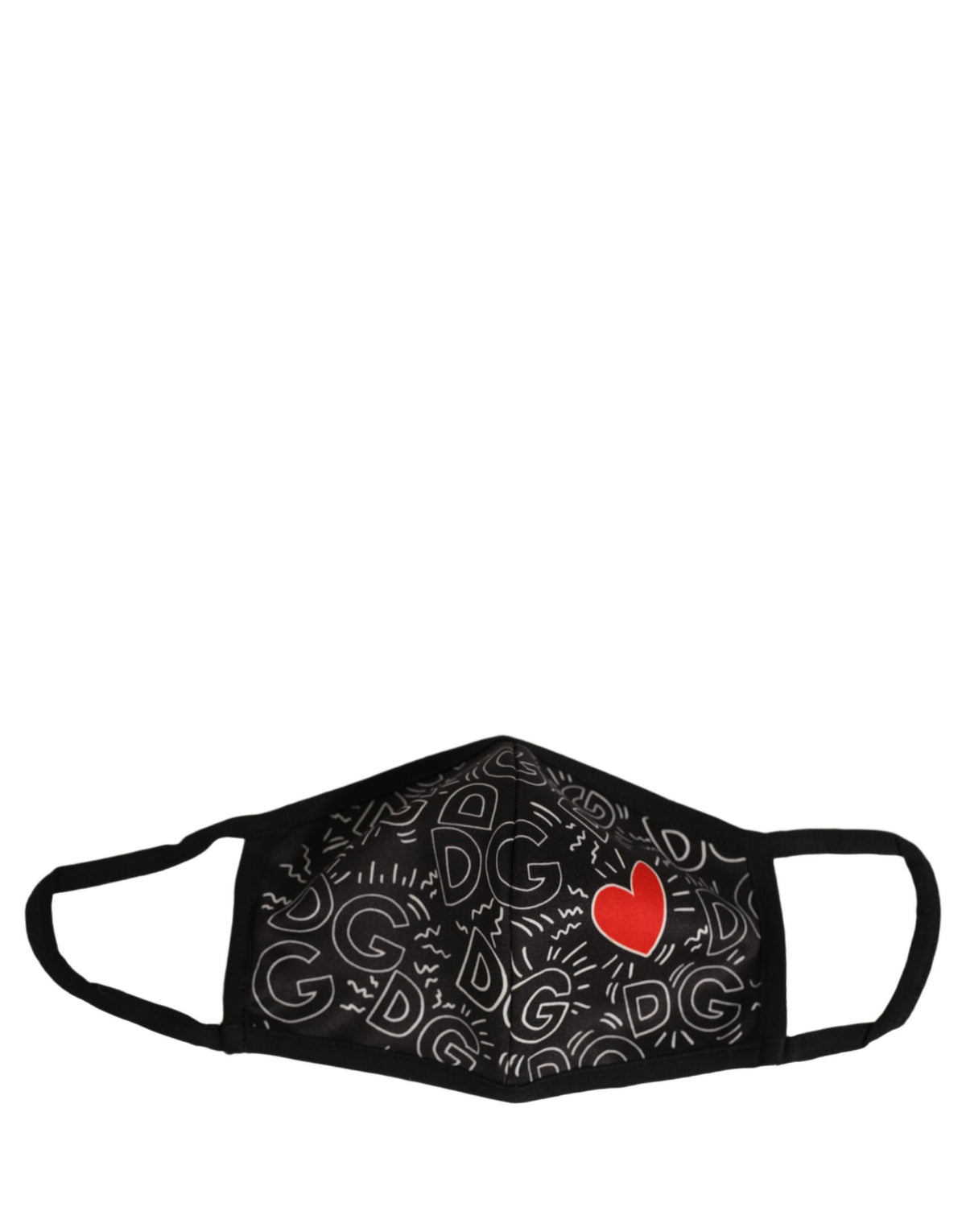 Dolce & Gabbana Schwarze Gesichtsmaske mit DG-Logo-Monogramm und elastischem Ohrbügel