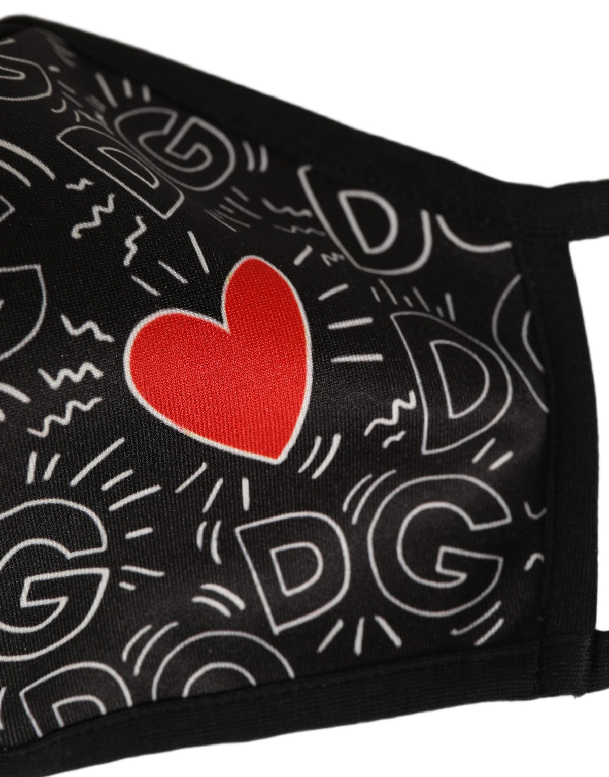 Dolce & Gabbana Schwarze Gesichtsmaske mit DG-Logo-Monogramm und elastischem Ohrbügel