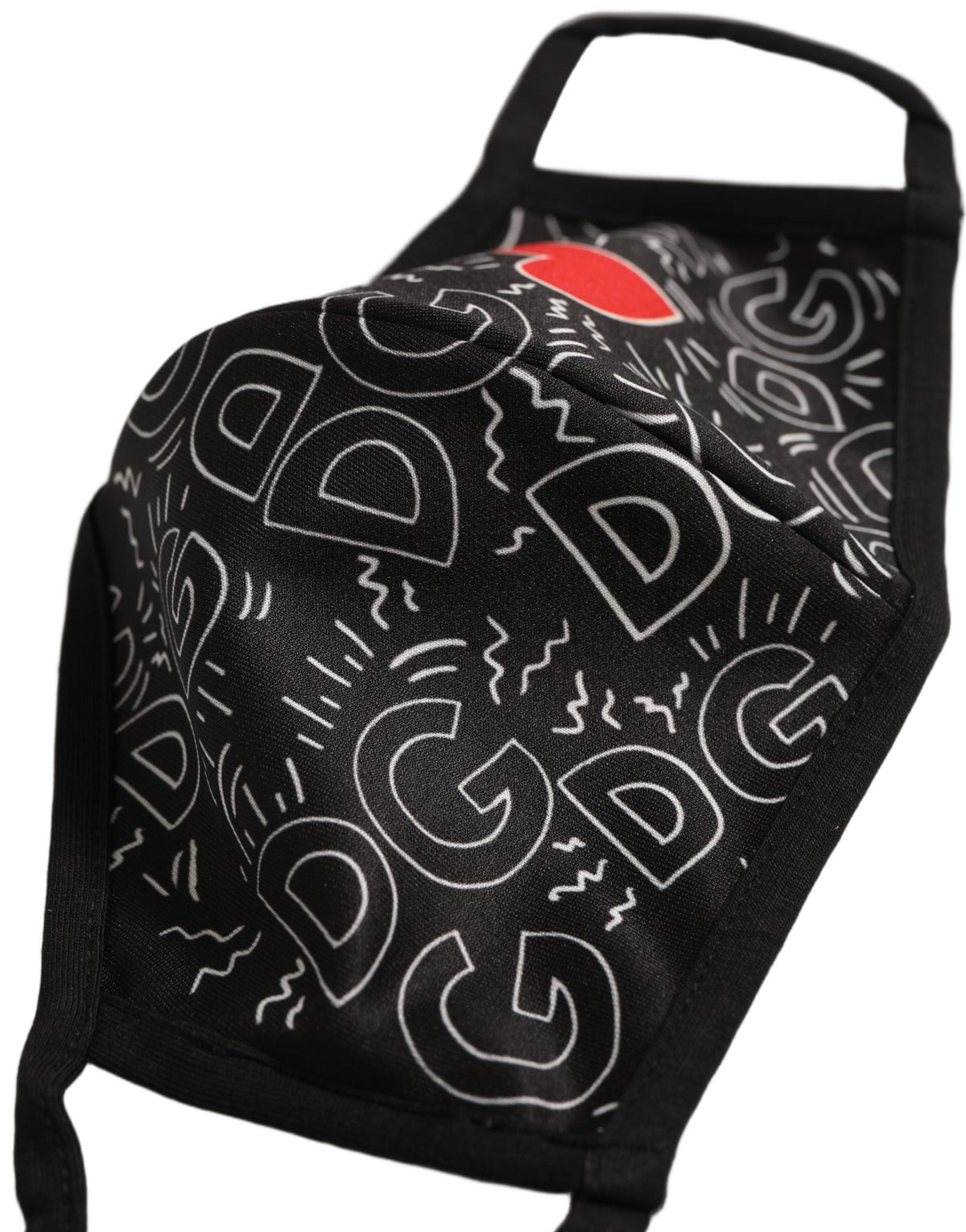 Dolce & Gabbana Schwarze Gesichtsmaske mit DG-Logo-Monogramm und elastischem Ohrbügel