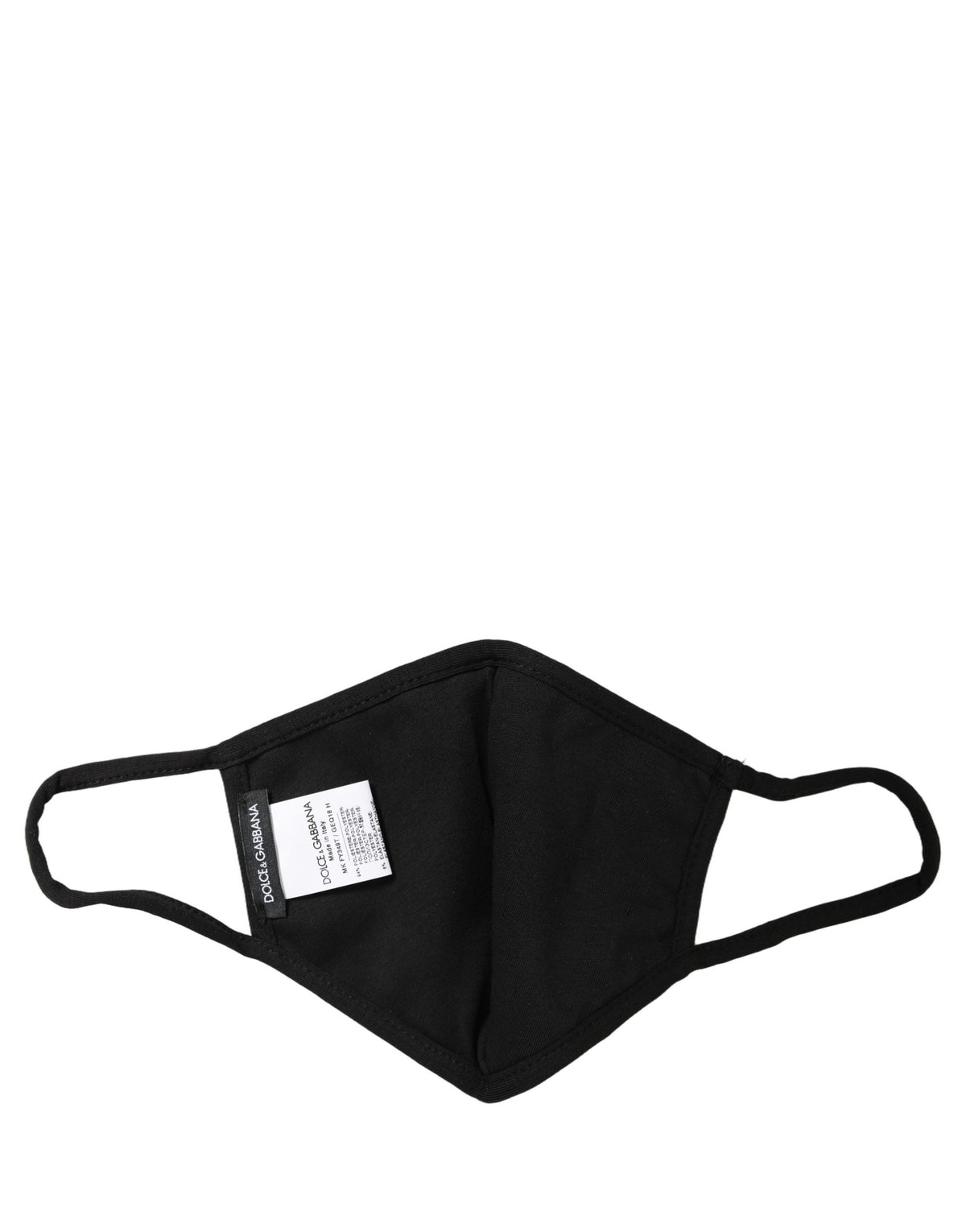 Dolce & Gabbana Schwarze Gesichtsmaske mit Barock-Print und elastischem Ohrband