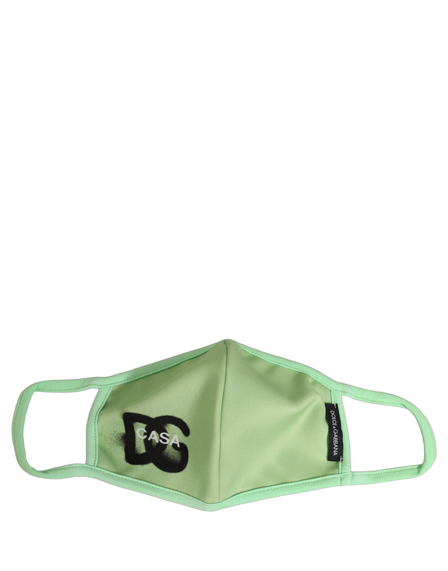 Dolce & Gabbana Green Polyester DG CASA Logo Face Mask with Elastic Earbands