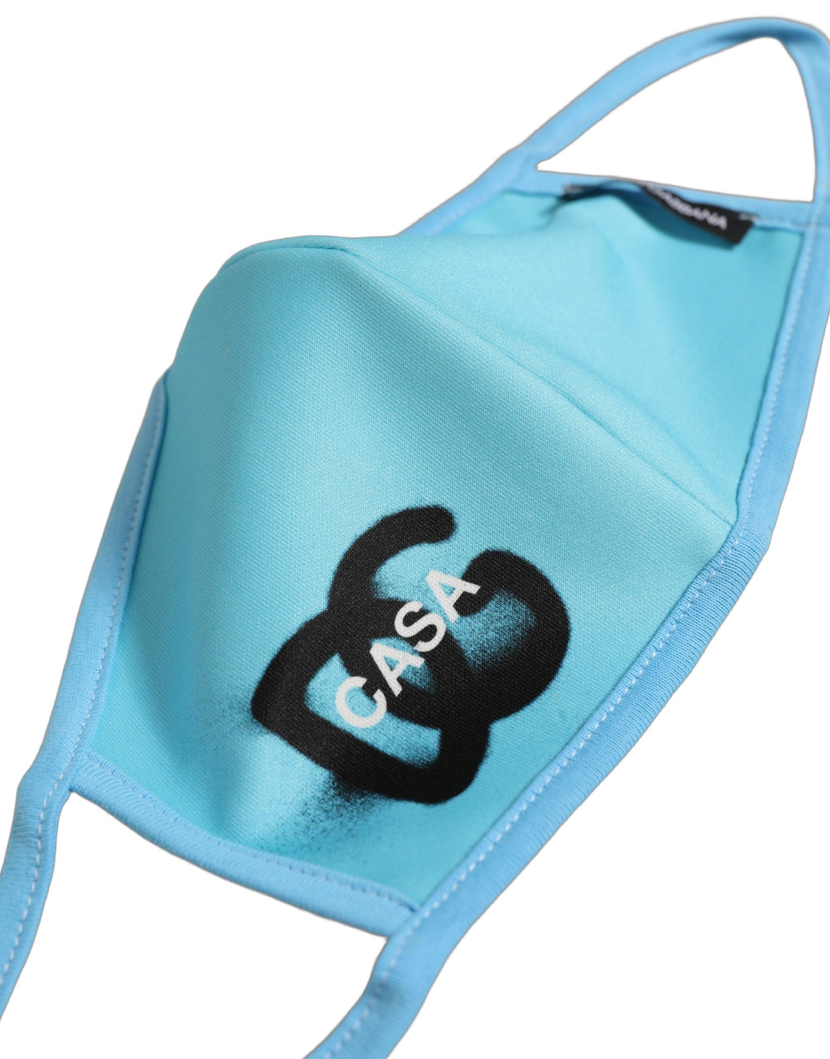 Dolce & Gabbana Blaue Gesichtsmaske aus Polyester mit DG CASA Logo und elastischem Ohrband