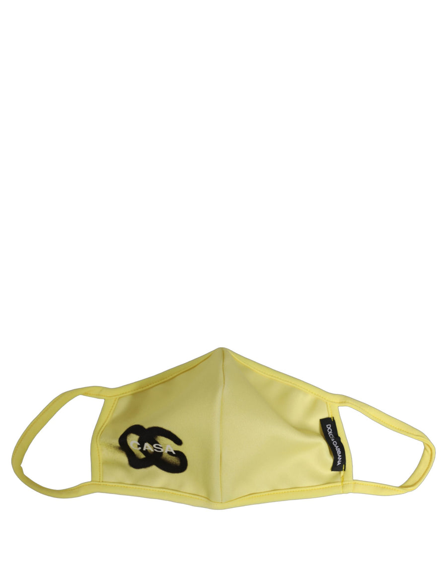 Dolce & Gabbana Yellow Polyester DG CASA Logo Face Mask with Elastic Earband