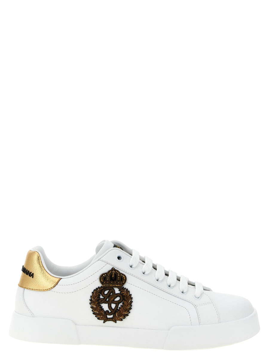 Dolce & Gabbana Gold Calfskin Sneakers
