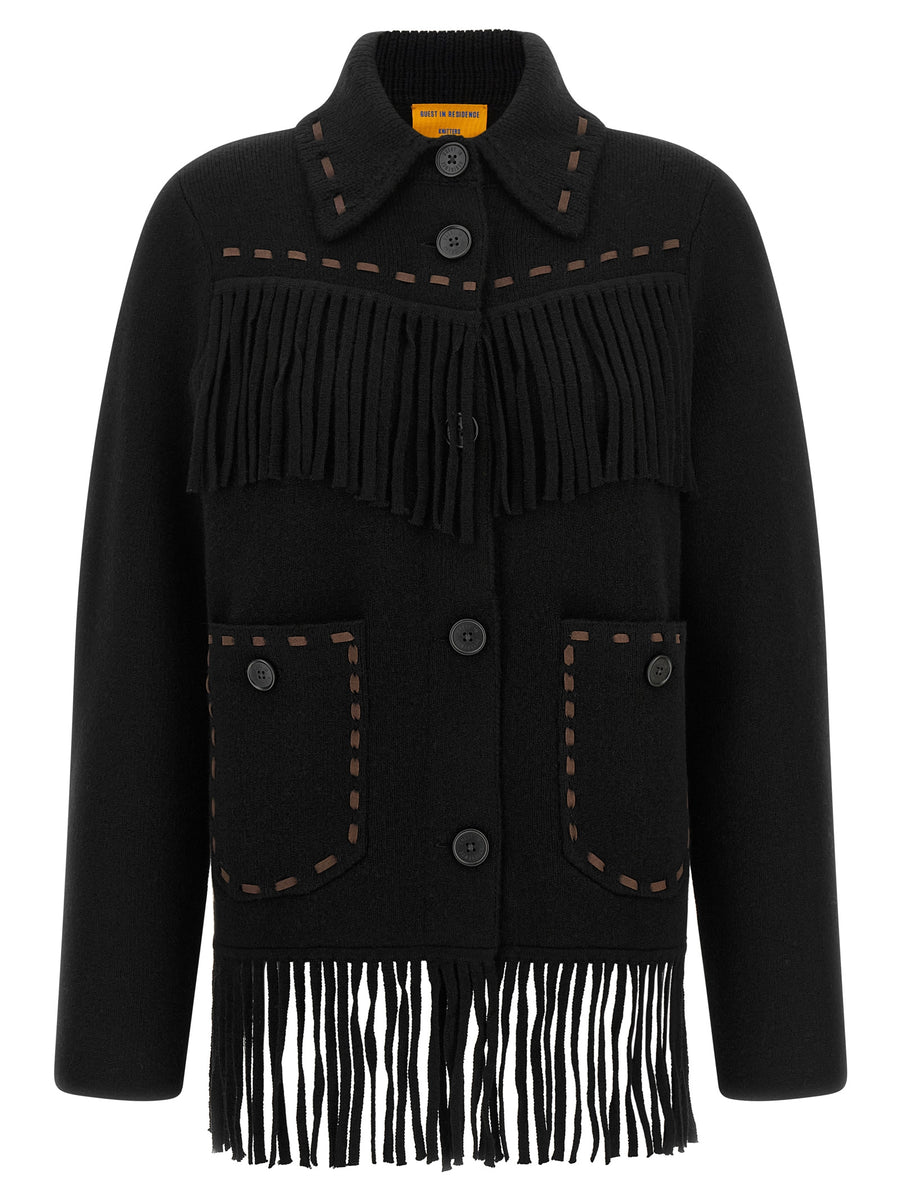 Guest in Residence Full-Length Black Wool Cardigan