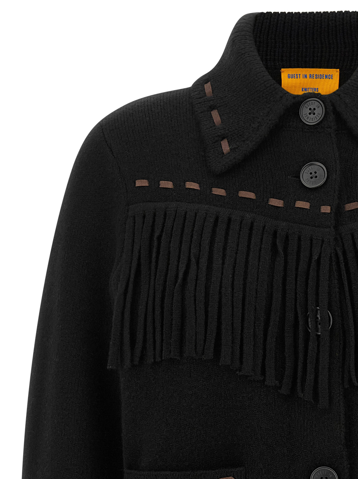 Guest in Residence Full-Length Black Wool Cardigan