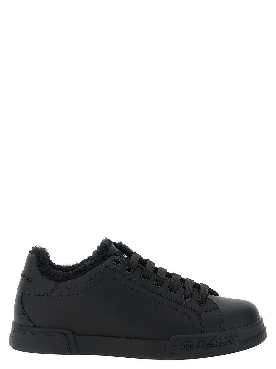 Dolce & Gabbana Black Calfskin Low-Top Sneakers