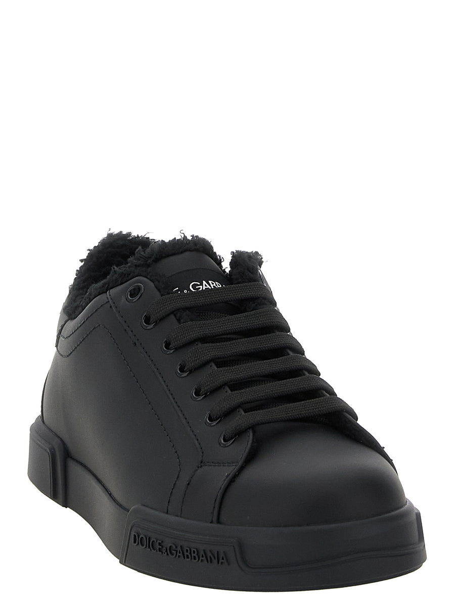 Dolce & Gabbana Black Calfskin Low-Top Sneakers