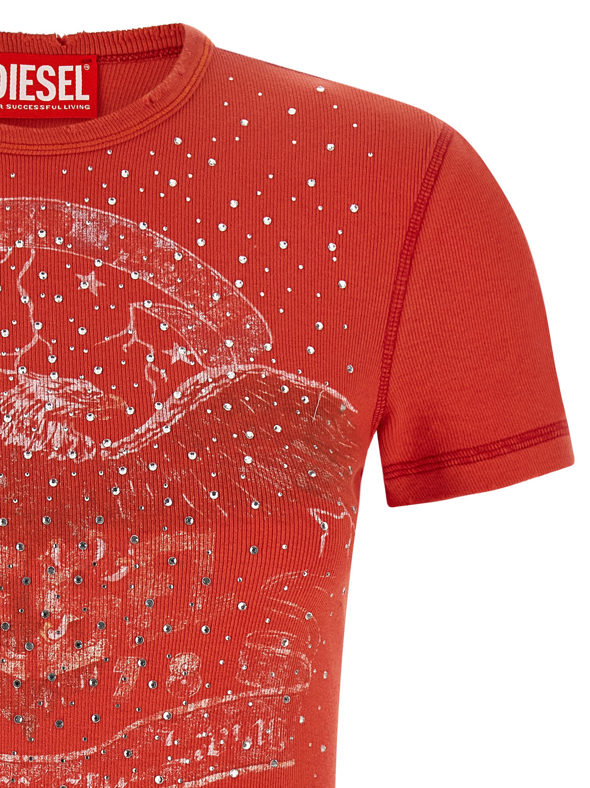 Diesel Rotes Baumwoll-T-Shirt