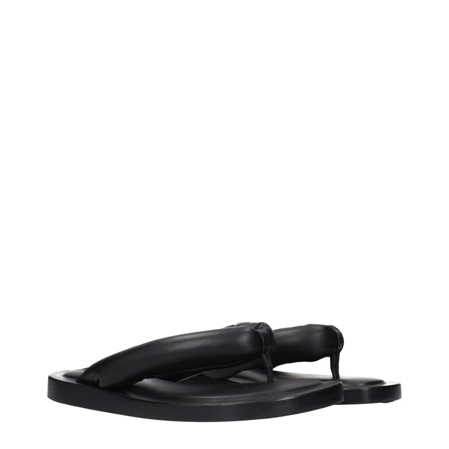 Jil Sander Black Leather Flip Flop Sandals