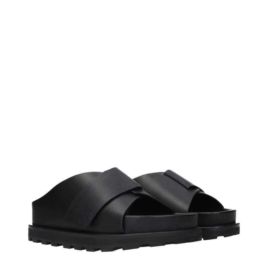 Jil Sander Black Leather Loafers