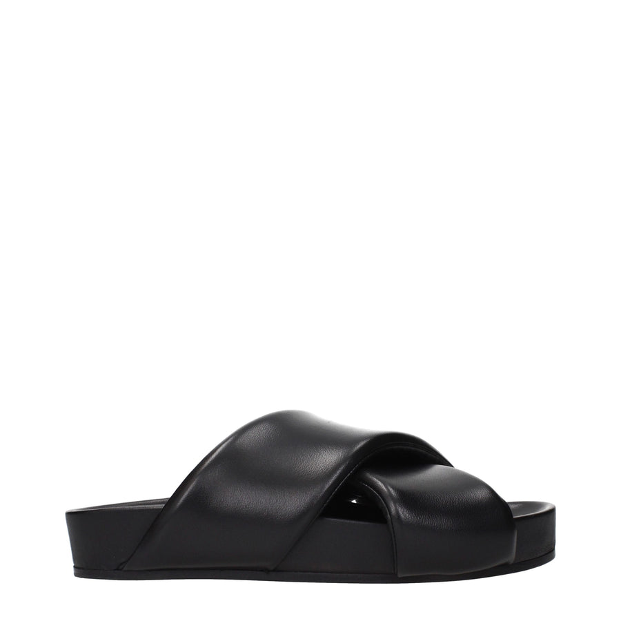 Jil Sander Black Leather Loafers