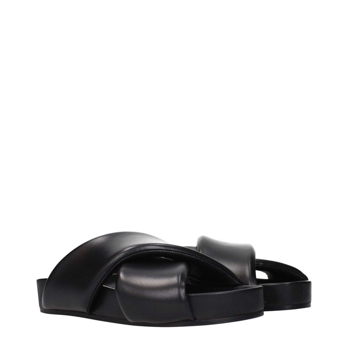 Jil Sander Schwarze Leder-Slipper
