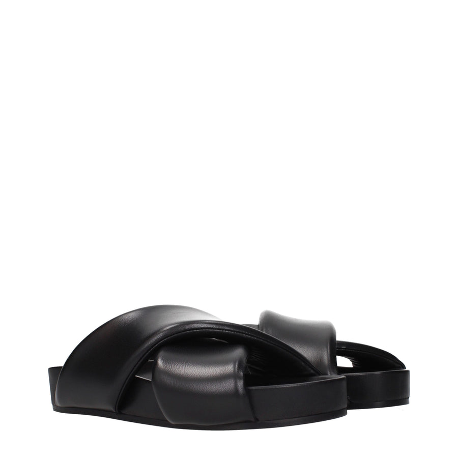 Jil Sander Black Leather Loafers