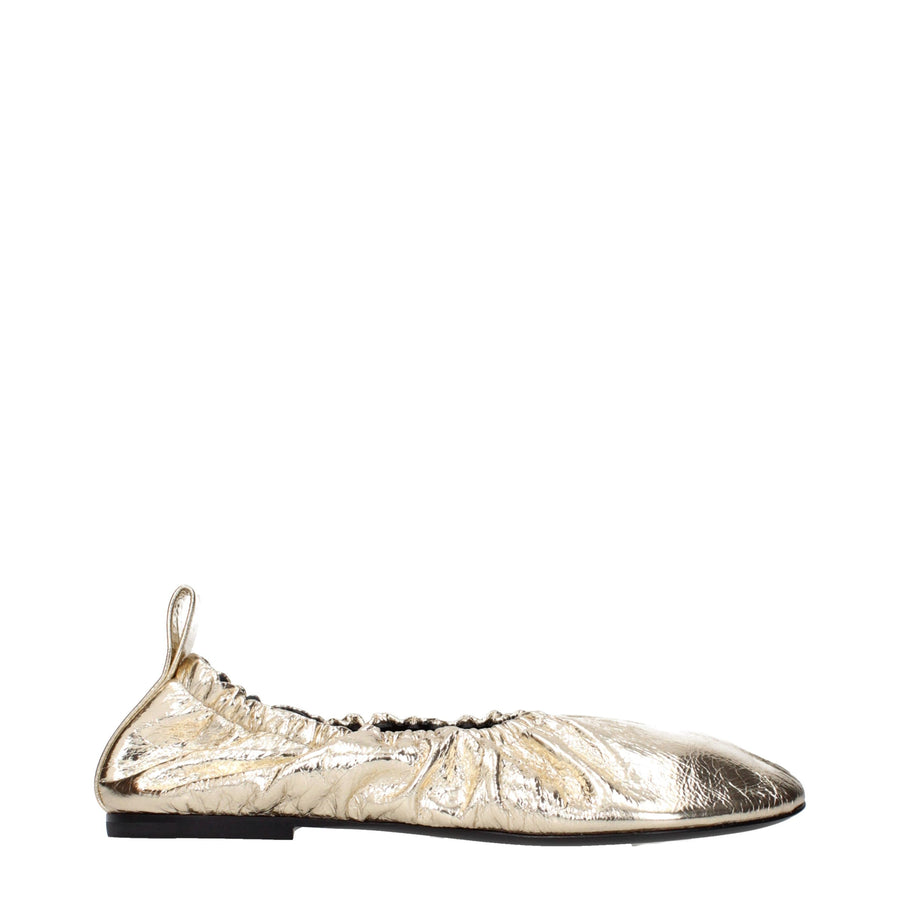 Jil Sander Gold Leather Ballerina Flats
