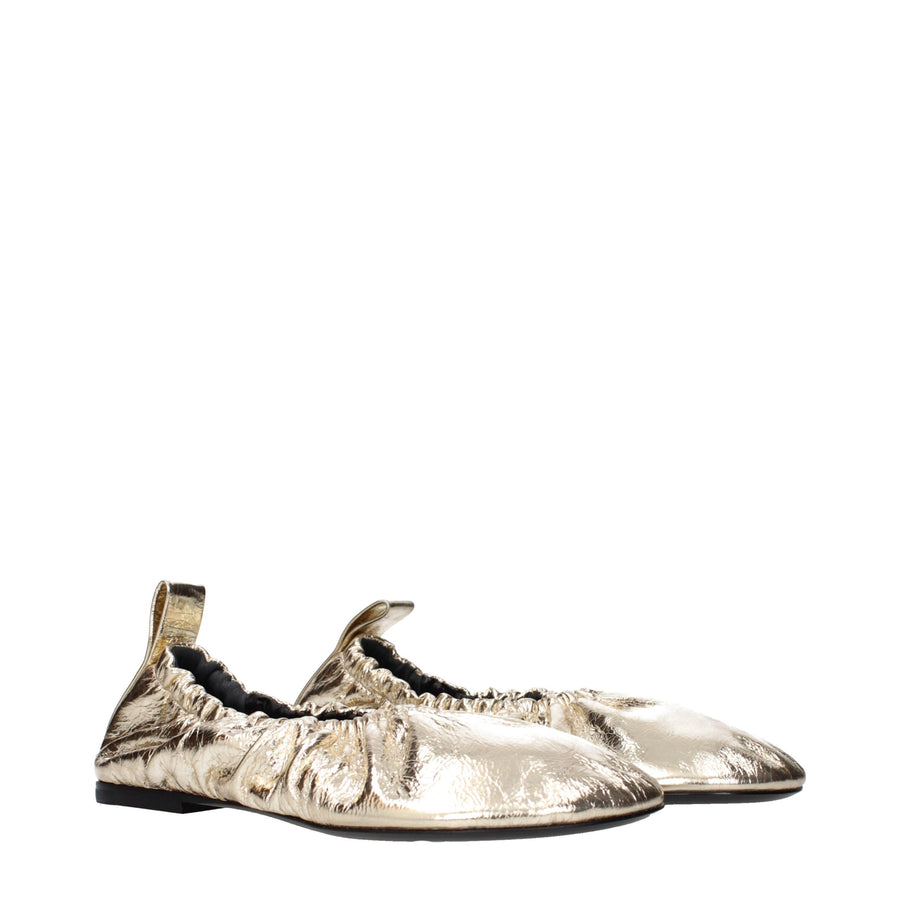 Jil Sander Gold Leather Ballerina Flats