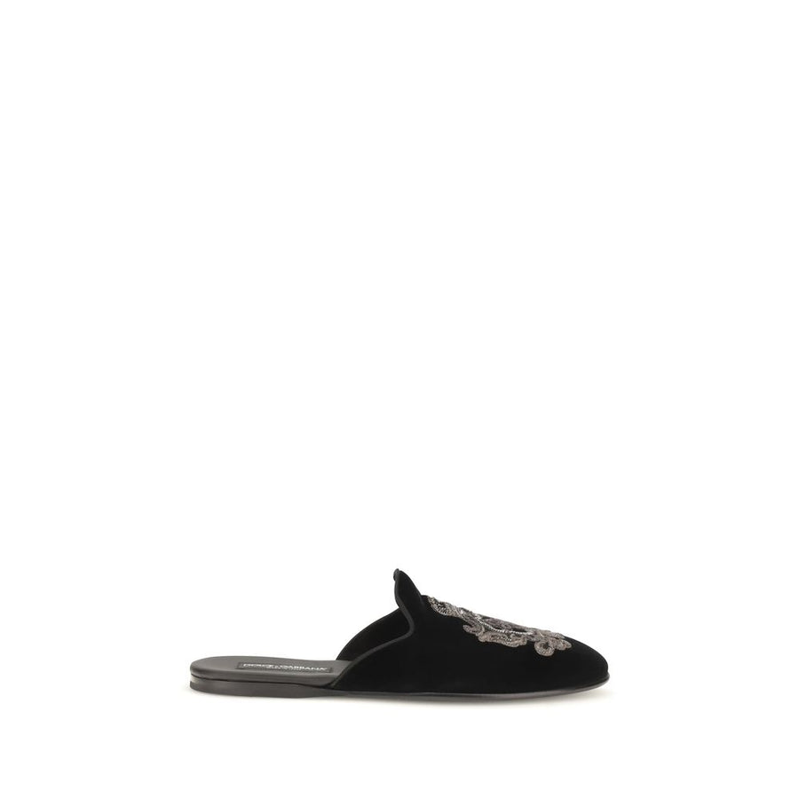 Dolce & Gabbana Schwarze Samt-Slipper