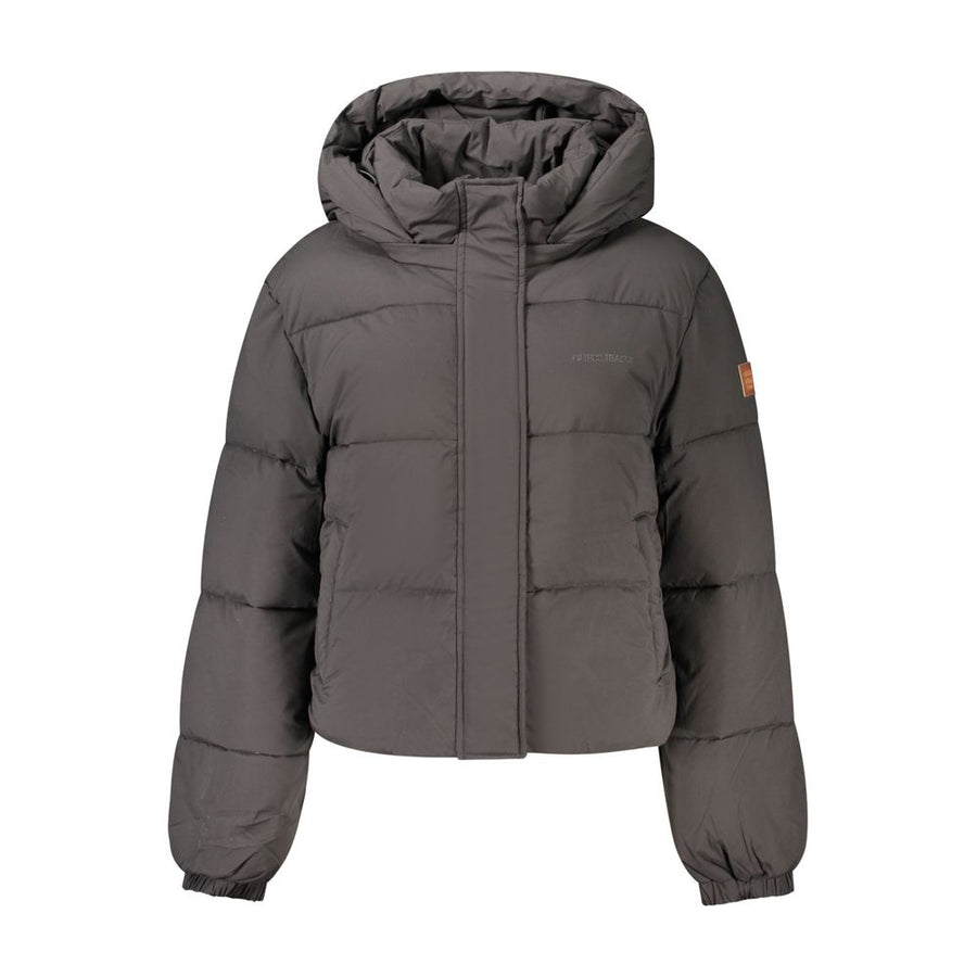 Guess Jeans Schwarze Polyester-Jacke in voller Länge