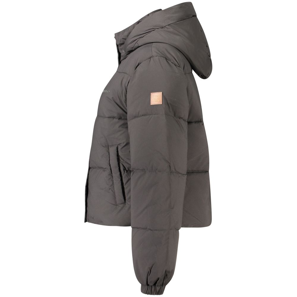 Guess Jeans Schwarze Polyester-Jacke in voller Länge