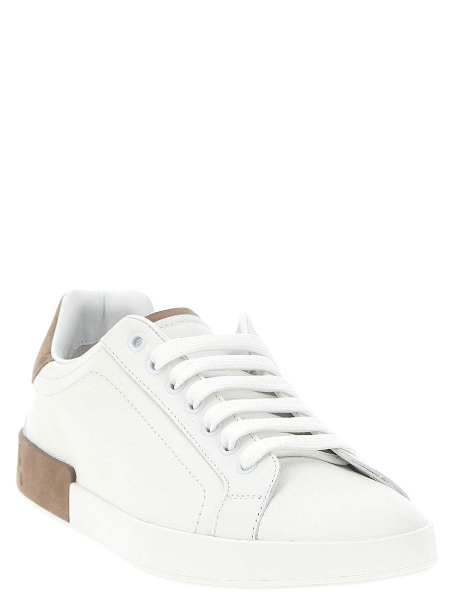 Dolce & Gabbana Beige Kalbsleder Low-Top-Sneaker