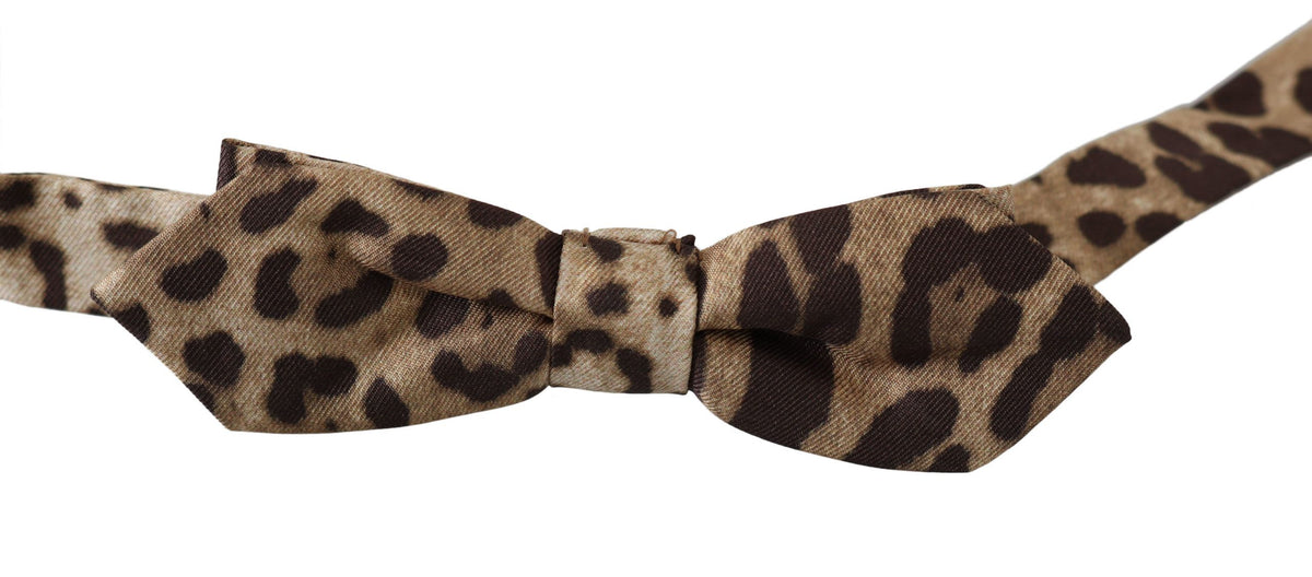Dolce & Gabbana Brown Leopard Silk Adjustable Neck Papillon Men's Bow Tie