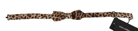 Dolce & Gabbana Braune Leopardenmuster Seidenfliege mit verstellbarem Halsband für Herren