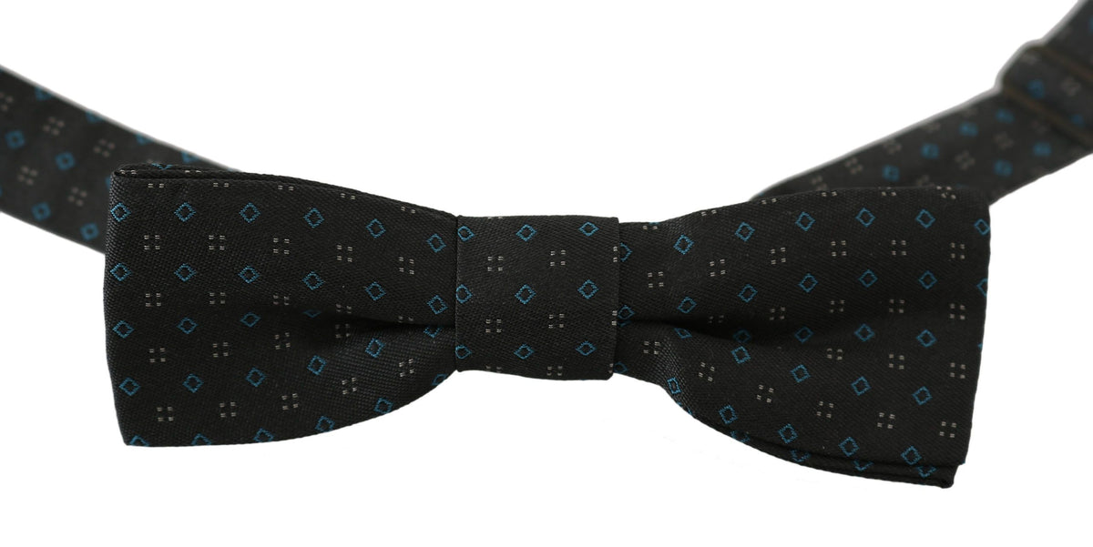 Dolce & Gabbana Men's Grey Pattern Silk Adjustable Neck Papillon Bow Tie