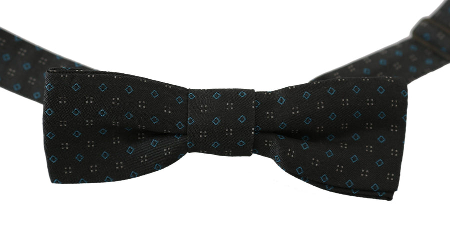 Dolce & Gabbana Men's Grey Pattern Silk Adjustable Neck Papillon Bow Tie