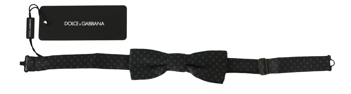 Dolce & Gabbana Men's Grey Pattern Silk Adjustable Neck Papillon Bow Tie