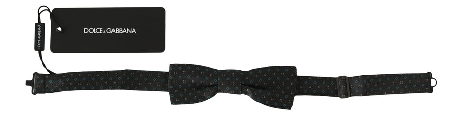 Dolce & Gabbana Men's Grey Pattern Silk Adjustable Neck Papillon Bow Tie